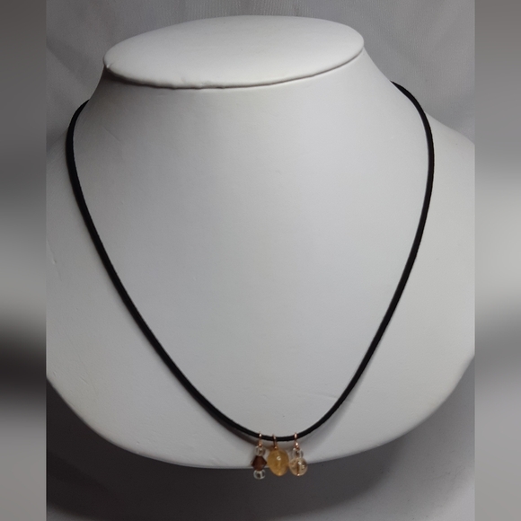 Genuine Citrine and Glass Wire Wrap Necklace - Picture 2 of 3